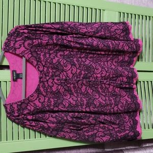 Long sleeve, button down pink/black top